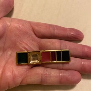 Pisces Brand Color block Rectangular Brooch. Gold-tone finish & standard clasp.